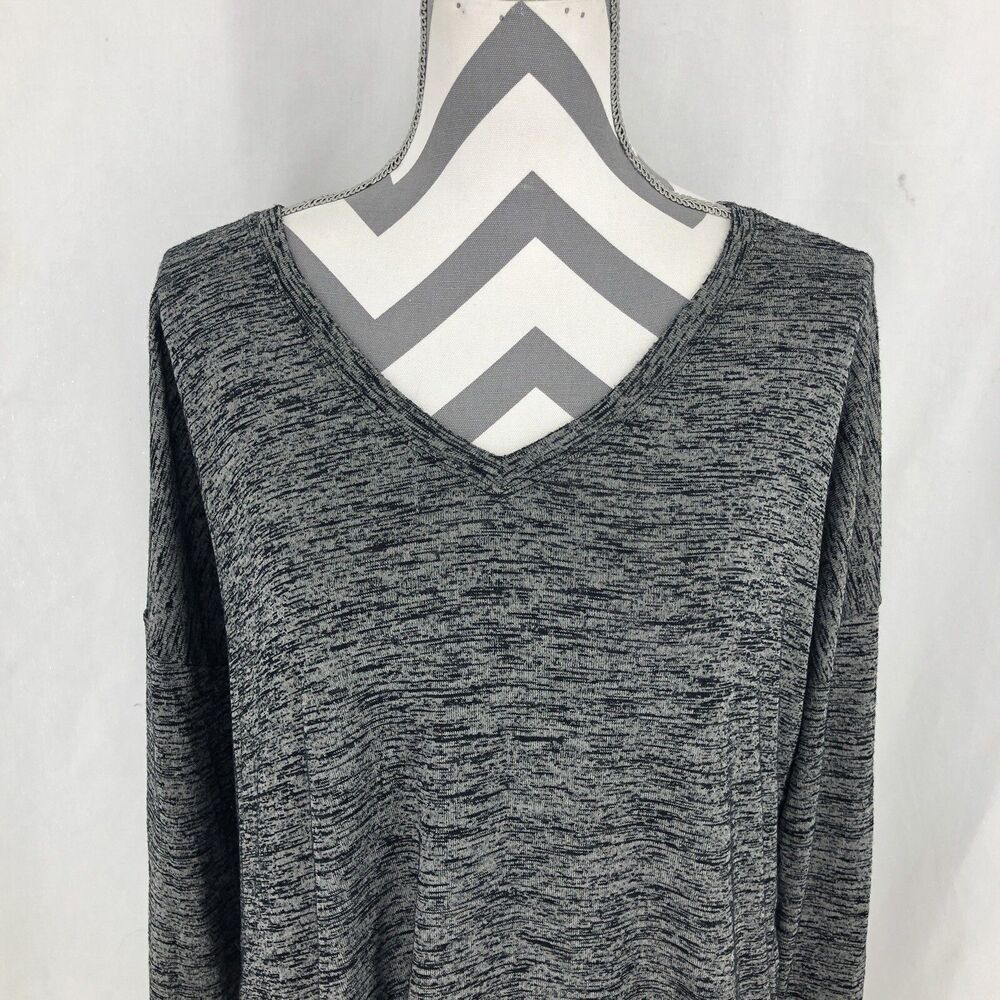 Rock & Republic Tee Shirt Heathered Gray Long Sleeve V Neck XL